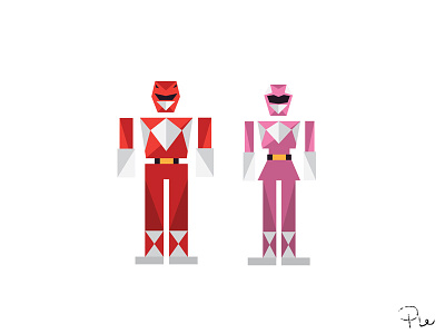 Red & Pink Ranger colors design graphic graphicdesign icons illustration mightymorphinpowerrangers shapes