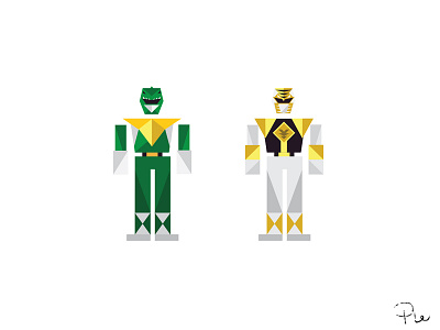 Green_White Ranger color design icons illustration pictograms powerrangers shapes