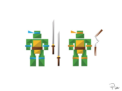 Leonardo & Michelangelo colors design icons illustration shapes tmnt turtles