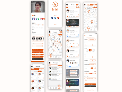 Gig Qwik Design creative app design filters list view maps modern app design music mobile app orange pop up menu uxuidesign