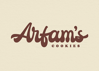 Arfam's Cookies apparel brand branding cake calligraphy clothing brand cookies custom type custom typography design graphic design illustration lettering logo logo design logotype minimal type typography vector
