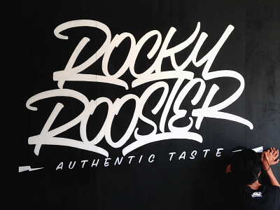 Rocky Rooster brand branding calligraphy chicken custom type custom typography design graphic design illustration lettering logo logo design logotype minimal mural murals type typography