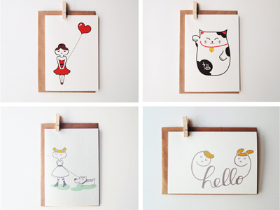 Greeting Cards for Mad Cat Studio cards cute greeting illustrations paper