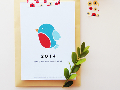 2014 Design is Yay Calendar 2014 bird blog blue calendar freebie illustration printable stationery