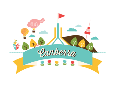 Canberra Postcard australia canberra city colourful illustration postcard