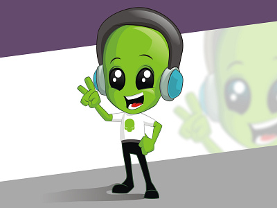 Alien gamer alien cartoon character design gamer illustration mascot