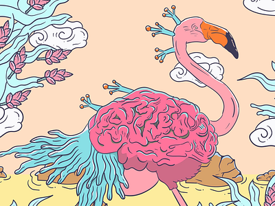 Flam-brain Habitat art design flamingo illustration vector
