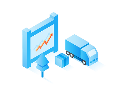 Logistics blue chart illustration isometric truck