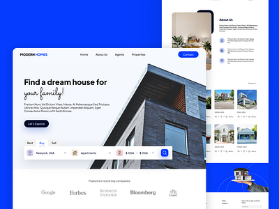 ModernHomes - Real Estate Website adobe illustrator adobe xd design figma google graphic design property landing page real estate ui user experience user interface ux
