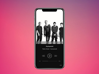 Daily UI 009 - Music Player 009 albums app band daily ui design graphic design illustration iphone mobile mockup music music player music player ui songs tokio hotel ui user interface ux