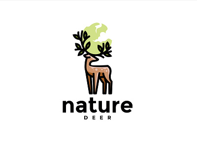 nature deer logo design animal animals app branding character deer deer logo design designer digital drawing gradient graphic graphic design green icon illustration illustrator logo minimal