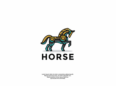 robotic horse logo design animal animals brand identity branding branding design character design graphic graphic design horse icon illustration illustrator logo logo design logotype minimal robot unique vector