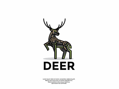 robotic deer logo design animal animals branding character deer deer logo design graphic graphic design green icon illustration illustrator logo logo design logotype minimal robot vector visual design