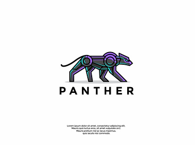 outstanding panther logo design animal animals branding character cyborg design graphic graphic design icon illustration illustrator logo logo design logotype minimal panther panthers robot robotics vector