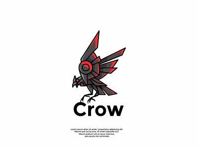 robotic crow logo design