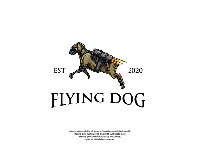 handrawn flying dog logo design