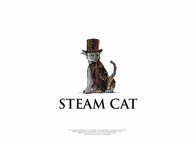 handrawn steampunk style cat logo design animal branding cat cats character design gear hand drawn icon illustration illustrator logo minimal steampunk vector