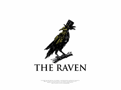 handrawn raven logo animal animals branding character crow design graphic graphic design icon illustration illustrator logo minimal raven ravens steampunk vector