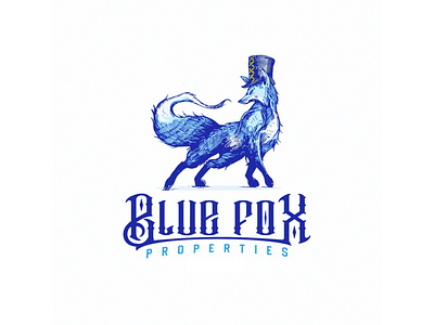 hand drawn blue fox logo