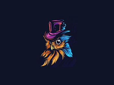steampunk owl logo 3d animal animation branding character design graphic design icon illustration illustrator logo motion graphics owl owls retro steampunk top hat ui ux vector