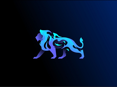 blue flame lion logo animal animation blue branding character design fire flame gradient graphic design icon illustration illustrator king lion lions logo motion graphics unique vector