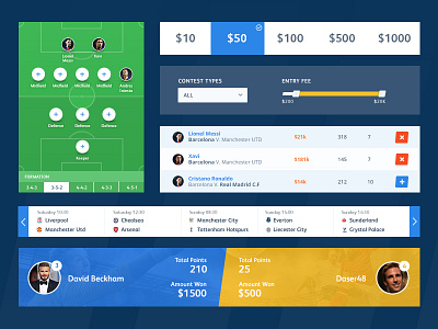 Football App UI Elements app elements football isoflow soccer ui web