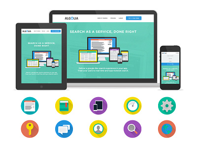 Algolia flat icon mobile responsive webdesign