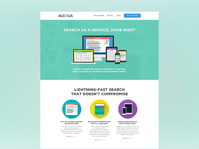 Algolia (full view) devices flat icon responsive startup ui ux webdesign