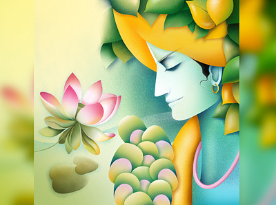 Krishna abstract artwork digital illustration faces god illustration indian karma krishna lord krishna lotus peaceful peacock procreate
