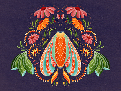 Moth Illustration artwork digital illustration digitalart floral illustration moth packaging pattern pattern design surface design