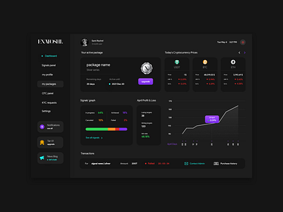 User-panel related to Exatoshi website. ui ui design web design