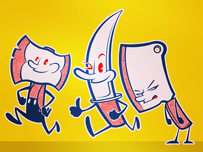 Pointy Pals on the run cartoon character doodle fun knives procreate