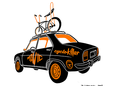 Service car automotive bicycle cycling illustration