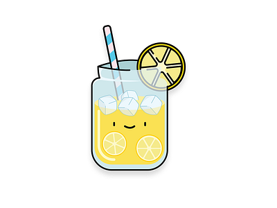 Cute Lemonade Jar Illustration aesthetic branding cute cute illustration design drink ice cubes icon illustration lemonade lemons logo vector yellow