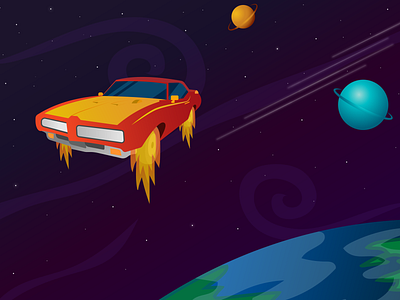 Space Burner - Illustration adobe illustrator art car dark design illustration planet space vector vector art