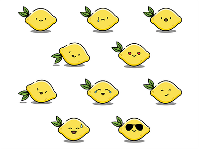 Cute Lemon Expressions - Illustration adobe illustrator aesthetic cute design emoji expressions icon icon set illustration lemon logo logo design vector yellow