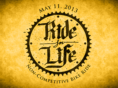 Ride for Life Dayton 2013 acs americancancersociety bicycle bike black calligraphy charity dayton gear icon logo ohio relayforlife ride rideforlife sprocket yellow