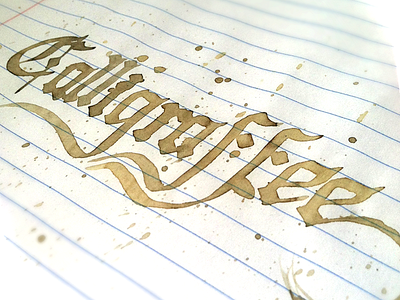 Calligraffee blackletter calligraphy coffee hand drawn old english paper pen