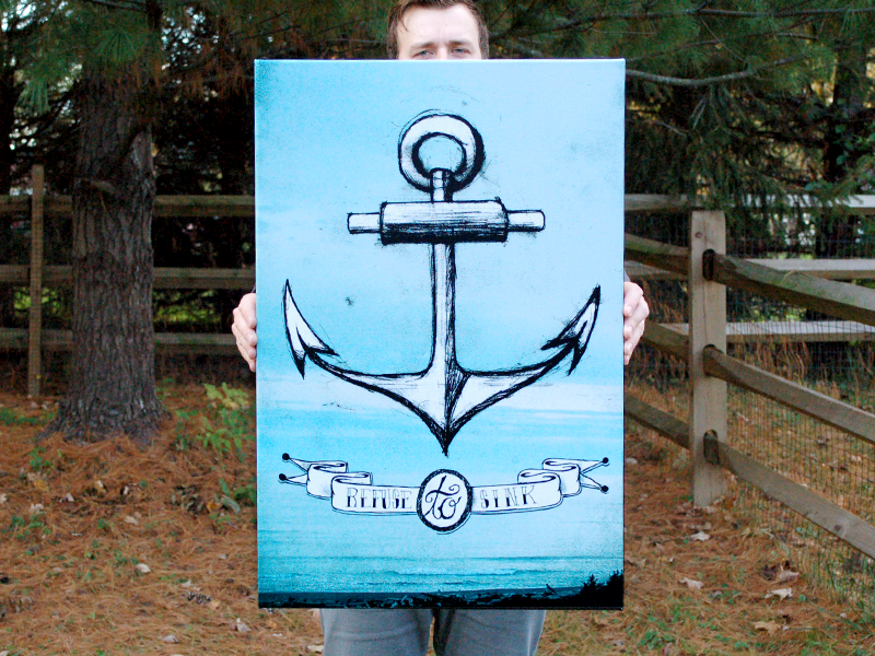 Refuse to Sink art anchor print illustration hand drawn canvas nautical sea ocean banner
