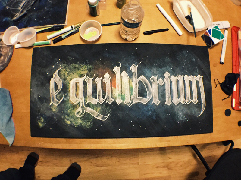 Equilibrium Painting colorful old english handpainted handdrawn handmade blackletter outerspace space lettering painting equilibrium