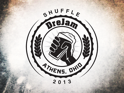 Drejam Shuffle Icon 2013 alcohol athens bar beer black circle drejam drink hand icon illustration leaves logo ohio shuffle