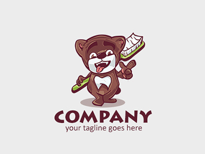 Dental Bear Logo bear brush caricature children company dental logo sale tagline teeth vector