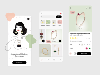 women Jewelry app illustration ui