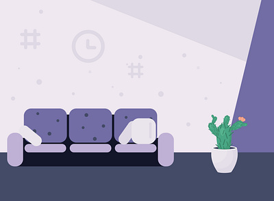 Living Room clock design flower illustration sofa vector web