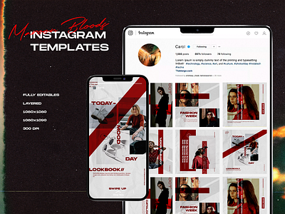 Instagram Templates "Maroon Bloods" blog brand branding concept design instagram instagram template minimalist simple socialmedia templates