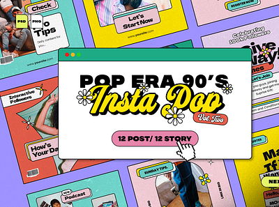 Insta Pop Era 90s Vol.2 90svibes concept design fuji insta pop instagram template oldschool pastel pop color retro social media template vintage