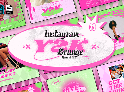 Y2K Instagram Template 90s britney spears groovy grunge instagram template oldschool pink trend y2k
