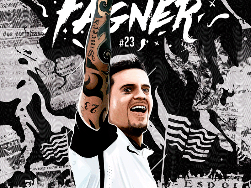 Fagner #23 corinthians design faith futebol illustration lambe lambe soccer tattoo wall