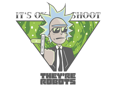 RICK AND MORTY | They're Robots cartoon drawing green illustration rick and morty universe