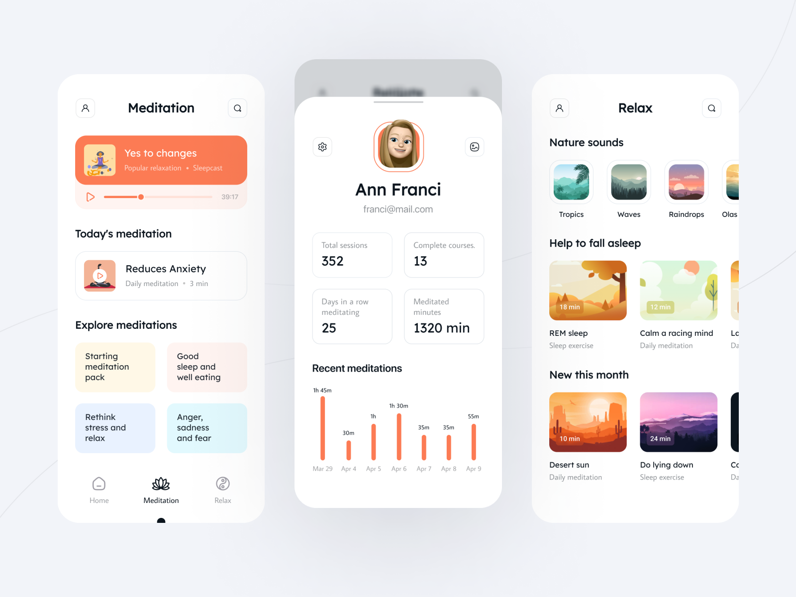 Meditation app by Artur Shulga for HeyPxl on Dribbble